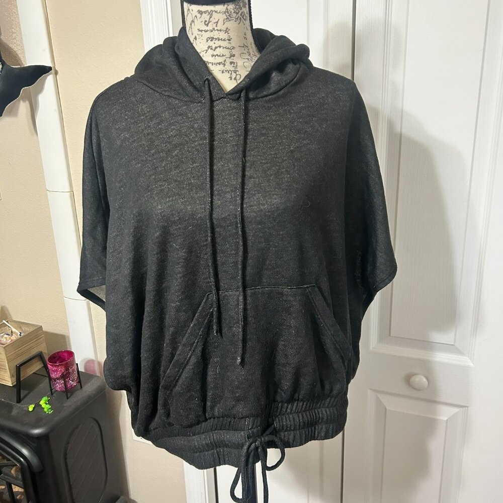 Savvi Mojave Hoodie Womens Large Charcoal Gray Oversized Poncho Pullover